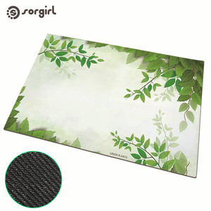 Alfombrilla de goma natural para puerta de <span class=keywords><strong>coco</strong></span>, hoja verde, planta verde, soporte impreso personalizado, transferencia por sublimación, tela blanca no tejida - Product Image 4