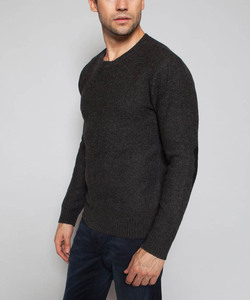 80% Lambswool/20% Nylon Intarsia Elbow <strong>Crew</strong> <strong>Neck</strong> Wool <strong>Men's</strong> Knitted <strong>Sweater</strong> - Product Image 5