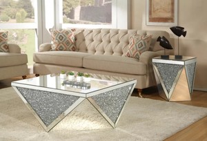 حار بيع صغيرة فريدة من نوعها مربع مرآة سحق الماس طاولة جانبية - Product Image 2