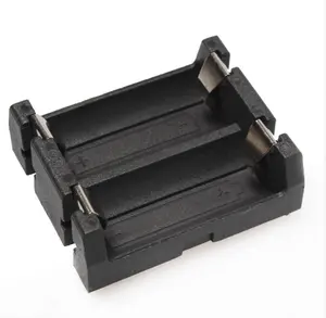2xCR123A/16340保护套锂电池收纳盒纽扣电池容纳壳体黑色带针