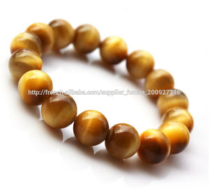 10mm semi pierre ronde naturelle précieuse tigre d'or bracelet extensible pour les yeux - Product Image 1