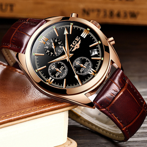 Orologio al Quarzo di Lusso LG9853 per <span class=keywords><strong>Uomo</strong></span>, <span class=keywords><strong>Cinturino</strong></span> in Vera <span class=keywords><strong>Pelle</strong></span>, Cronografo Sportivo Resistente all'Acqua con Quadrante a Lancette - Product Image 3