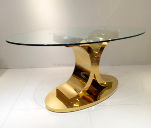 <span class=keywords><strong>Table</strong></span> à <span class=keywords><strong>manger</strong></span> ovale moderne <span class=keywords><strong>en</strong></span> métal avec plateau <span class=keywords><strong>en</strong></span> <span class=keywords><strong>verre</strong></span> et pied unique <span class=keywords><strong>pour</strong></span> la vente <span class=keywords><strong>en</strong></span> gros - Product Image 1