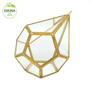 Plantador de vidro inox de forma geométrica 3d, suporte de planta em forma de pirâmide pequena, ~ atacado de pirâmide geométrica octacedron terrário