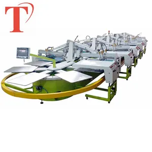 Tshirt 4 Color Oval Tshirt Automatic Textile Screen Printing Machine