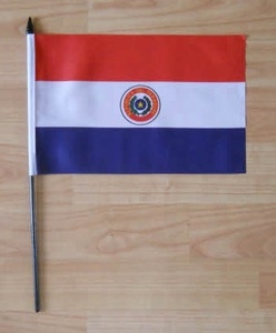 Banderas ondeando a mano de Paraguay, pancartas de plástico de poliéster <span class=keywords><strong>y</strong></span> vinilo con logotipo personalizado, número de modelo de bandera mundial - Product Image 2