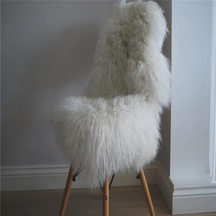 Tapete de cadeira de pelo encaracolado, tapete branco roxo marrom tibetano monólio, cadeira de pele de carneiro