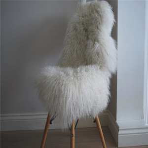 Vente en gros de tapis jeté pour <span class=keywords><strong>chaise</strong></span> cheveux longs bouclés blanc violet marron tibétain mongol tapis pour <span class=keywords><strong>chaise</strong></span> en fourrure de mouton - Product Image 1