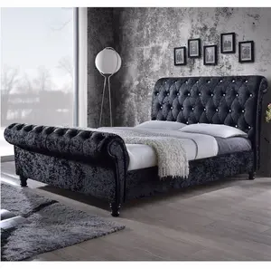 Luxe getuft slaapkamer set Amerikaanse lederen slee bed platform bedden groothandel