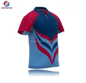 2022 fashion custom progetta la tua maglietta design polo da cricket maglietta da cricket a maniche corte a sublimazione