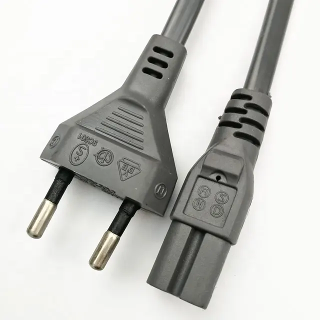 2Pin EuropeプラグProng IEC C7 AC Power Cord Cable