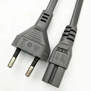 2Pin Europe Plug Prong IEC C7 AC Power Cord Cable