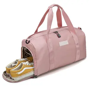 Duffle Holdall กระเป๋าถือออกกำลังกาย,กระเป๋าโท้ทสะพายไหล่สำหรับใช้ค้างคืนเล่นโยคะในช่วงสุดสัปดาห์มีช่องใส่รองเท้าสำหรับผู้ชายและผู้หญิง