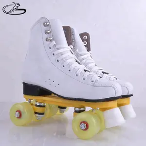 Unisex Genuine leather Vamp PU wheels Professional Roller skates Rental for rink