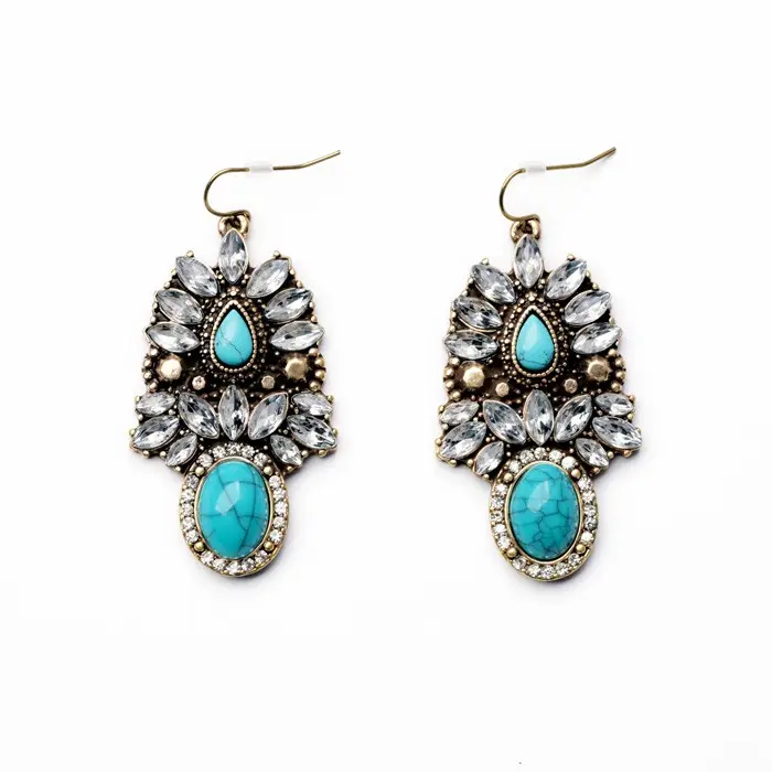 Kiss Me Hot Sale Resin Zinc Alloy Aquamarine Marrs Green Turquoise Crystal Drop Pendant Hook Baroque Vintage Earrings Customized