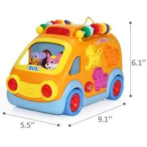 Autobus musicale Push-Pull veicolo giocattolo con attrezzatura elettronica per auto e Puzzle animale-regalo di apprendimento per lo sviluppo precoce per i bambini - Product Image 3