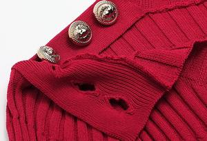 Maglione semplice Pullover autunno inverno in <span class=keywords><strong>maglia</strong></span> Casual <span class=keywords><strong>a</strong></span> mezza manica rossa in <span class=keywords><strong>maglia</strong></span> da donna - Product Image 5