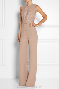 <span class=keywords><strong>Combinaison</strong></span> pour femme, mode douce rose, vêtements personnalisés pour femme, broderie perlée, crêpe sans manches, tenue de soirée - Product Image 2