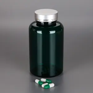 Chemical Industrial Use and PET Material <strong>Green</strong> 400cc Plastic <strong>Bottle</strong> with Flip <strong>Top</strong> Cap for Capsule - Product Image 1