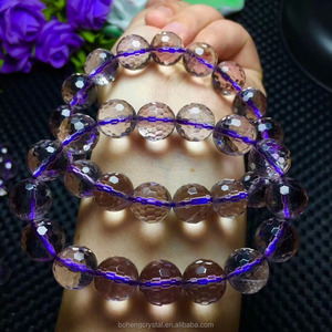 Cristal natural al por mayor alta calidad 12-13mm amatista poliedro pulsera - Product Image 6