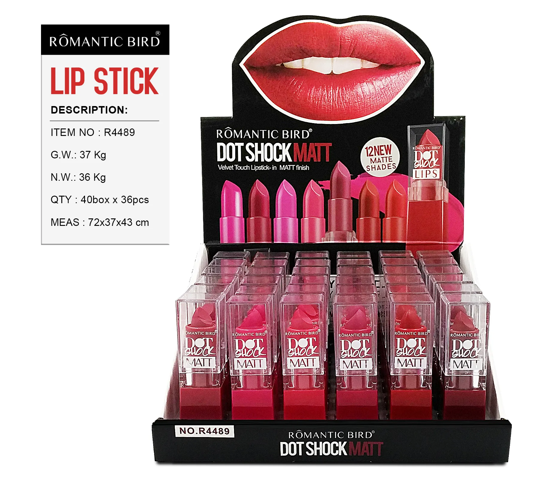 Romaticbird Lipstik R4489 Produsen Grosir atau Membuat Merek Kosmetik Anda Sendiri Lipstik Sentuh Beludru Lipstik Matte