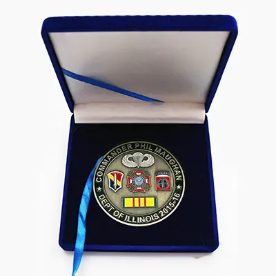 Custom Die Casting Metal Medallions Medal with Velvet Box