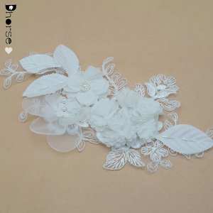 2017 thanh lịch cô dâu đính 3D voan hoa <span class=keywords><strong>Cording</strong></span> THÊU ĐÍNH CƯỜM REN ĐÍNH cho váy cưới - Product Image 4