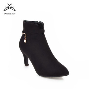 Stivaletti da <span class=keywords><strong>Donna</strong></span> Sexy con Tacco Alto Rosso Vino Stile Romano 2018 - Product Image 3