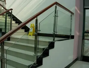 Внутренние бескаркасные стеклянные перила из нержавеющей стали для лестницы