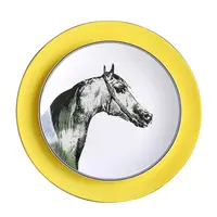 Assiettes et plats en céramique écologiques et élégants pour restaurant, en porcelaine fine, 8 pouces et 10,5 pouces, assiettes plates jaunes
