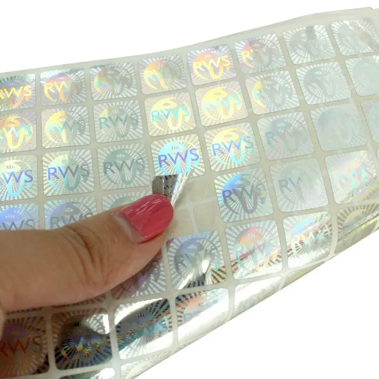 Etiquetas autoadhesivas de papel de aluminio impresas a medida, holograma antifalso, para certificado