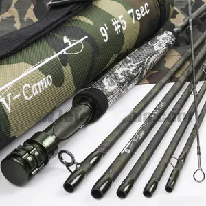 30 +36T SK carbon 9ft 5wt 7pc camo color fishing fly rod