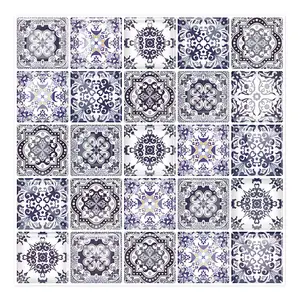 Vintage Bilbao 10 ''x 10'' Buccia e Bastone Mosaico di Piastrelle in blu/bianco