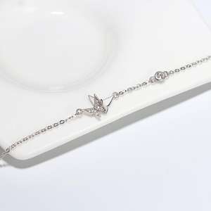 RINNTIN SB51 सरल स्टर्लिंग चांदी के कंगन महिलाओं के लिए तितली कंगन अनुकूलित गहने - Product Image 3