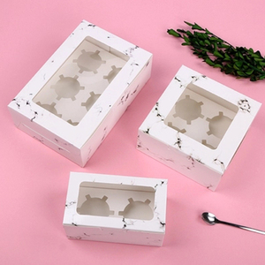 6 Lỗ Kraft Nâu Trắng Cup Bánh Bao Bì Cupcake Hộp Với Cửa Sổ Rõ Ràng - Product Image 4