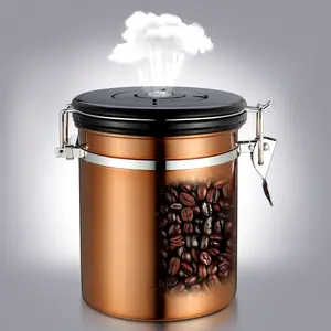 حبوب قهوة من الفولاذ المقاوم للصدأ علبة مختومة بسعة عالية مع صمام العادم عرض سجل وقت لأدوات المطبخ