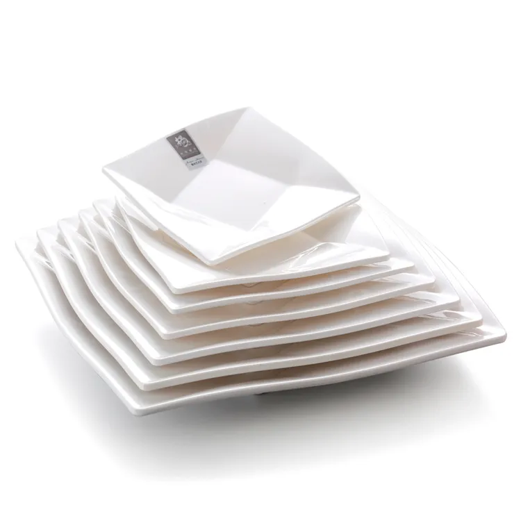 American Hot sale high quality square shape white melamine buffet plates