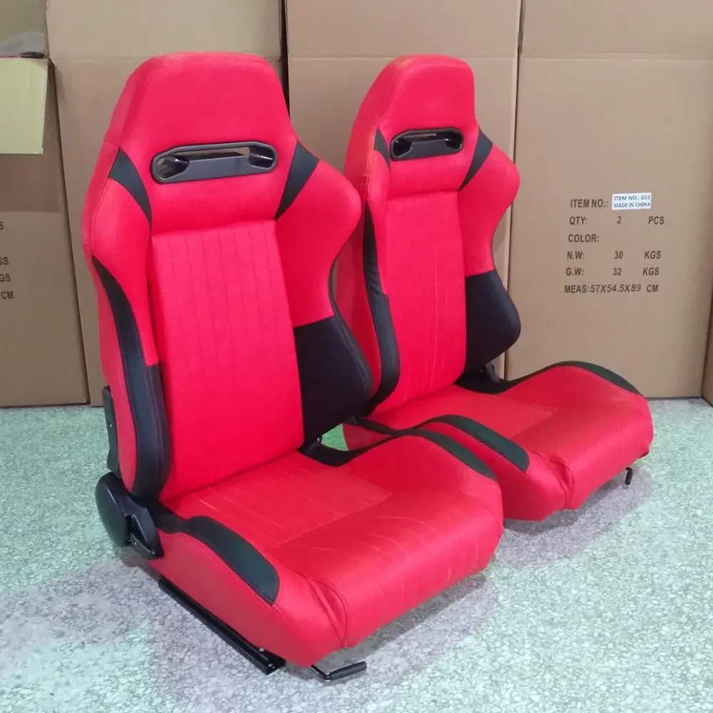 High Quality type-R red stitches reclinable racing seats sliders sport seat double rails PU leather truck seat