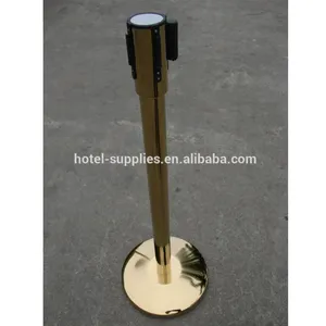 Golden Stainless steel Queue Control Retractable Belt Barrier for Hotel