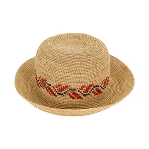 马达加斯加拉菲稻草夏季沙滩帽为妇女