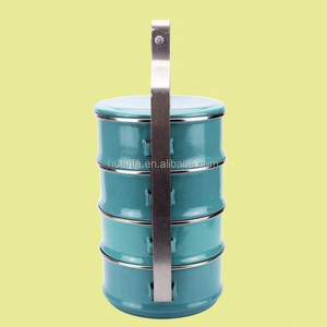 Nhà Sử Dụng Phong Cách Malaysia 4 Lớp Men Decal Thực Phẩm Carrier 100% Men <span class=keywords><strong>Tiffin</strong></span> Hộp Ăn Trưa - Product Image 2