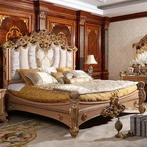 OE-FASHION Elegant wood carving Bed room furniture/indian carved wood furniture