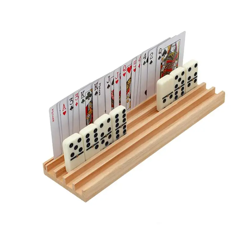 Cartão de madeira arte artesanato jogar cartão titulares conjunto de pôquer
