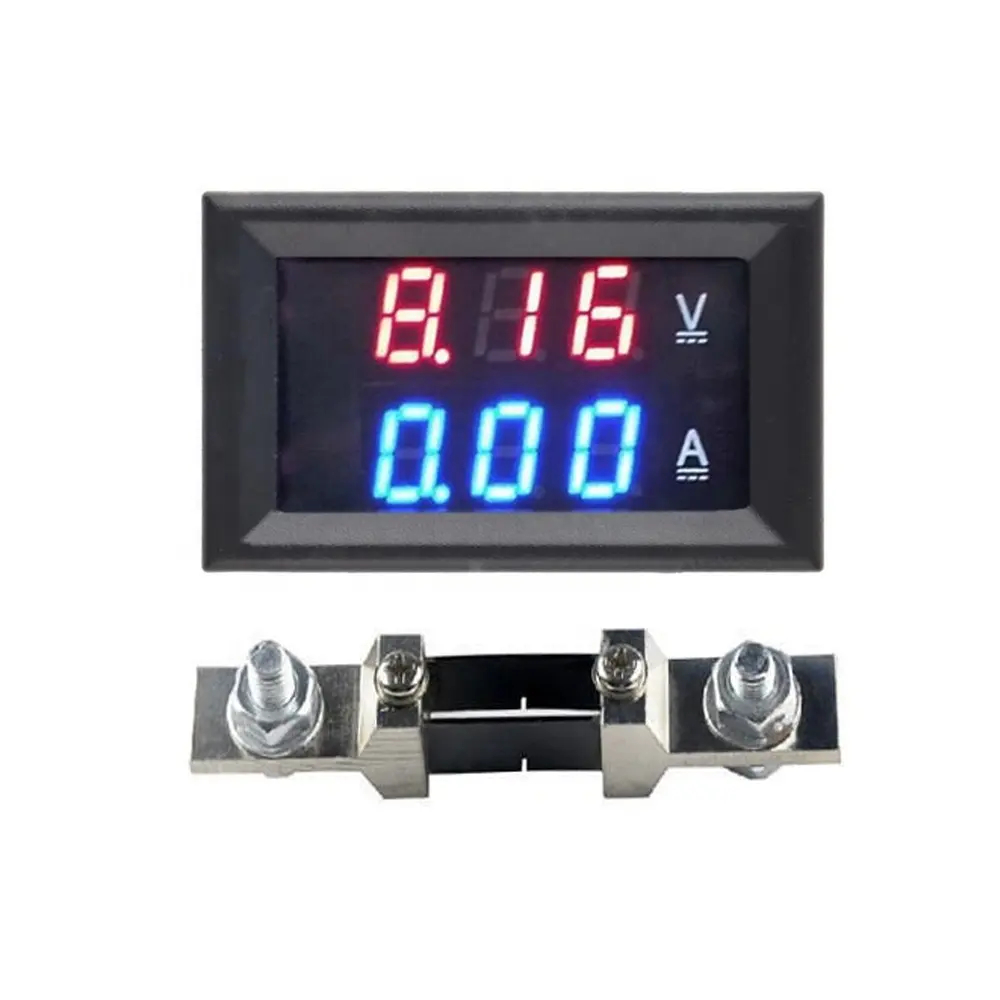 Digital Pengukur Tegangan Volt Pengukur Amper 0-100V 0-200A Panel Micro Volt Amp Meter Tegangan Current Monitor Biru Merah Tampilan LED untuk Otomotif
