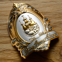 Etiquette Stannum en métal avec logo gaufré personnalisé de haute qualité pour bouteille de vin