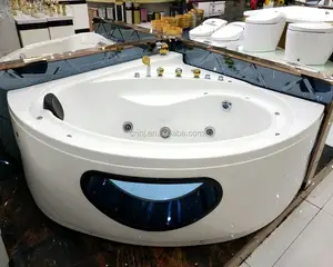 Classical style whirlpool massage acrylic bathtub with LED