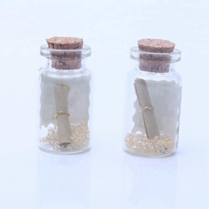 Mini Glazen Flesjes Wens Fles Met Kurk Deksel - Product Image 2