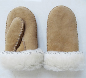 Invierno <span class=keywords><strong>de</strong></span> piel <span class=keywords><strong>de</strong></span> Oveja Merina Bebé Caliente Niños <span class=keywords><strong>Manopla</strong></span> Guantes <span class=keywords><strong>de</strong></span> Cuero - Product Image 1