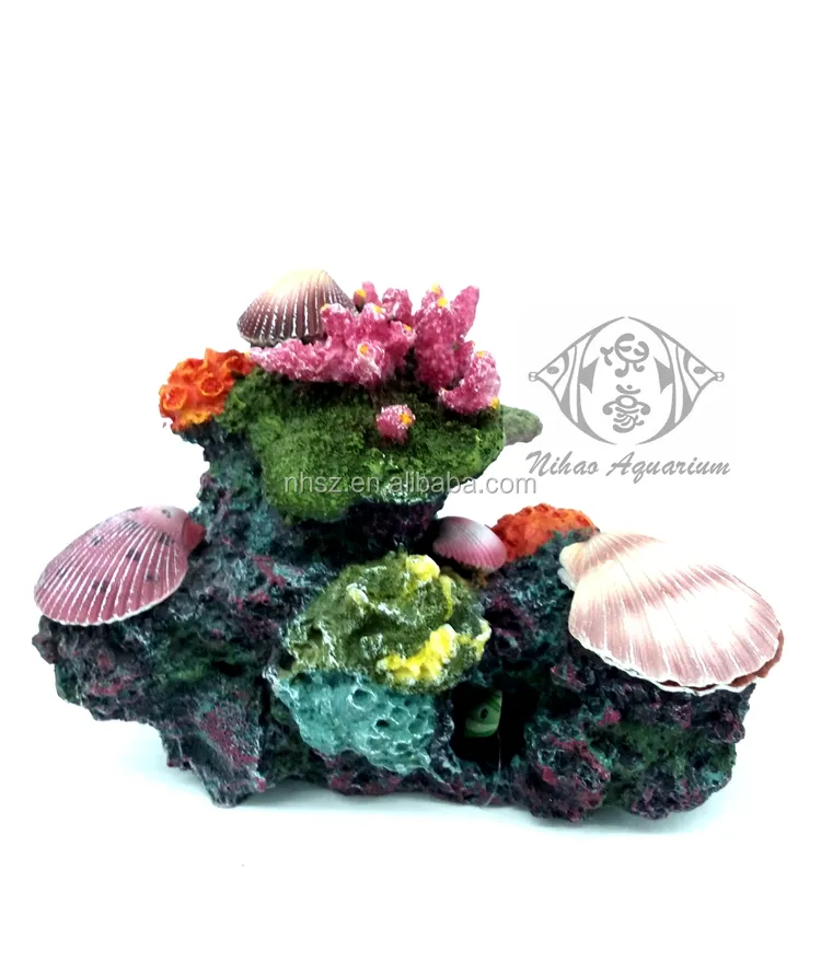 home decor resin artificial sea corals decorations with shell Aquarium Fish Tank resin ornaments