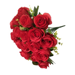 IFG artificiali 18 teste <span class=keywords><strong>rose</strong></span> di seta rossa per matrimonio Bouquet da sposa - Product Image 1